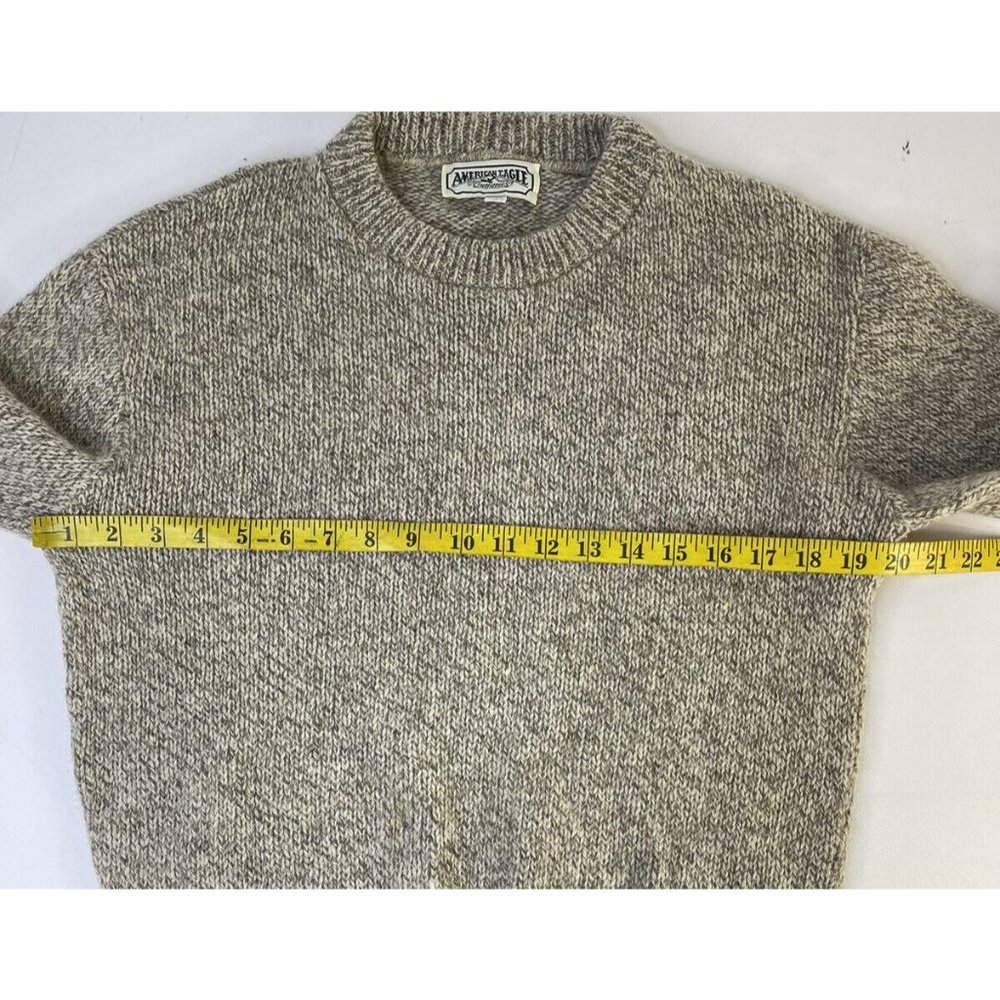 Vintage American Eagle Chunky Wool Crewneck Sweater Beige - Picture 4 of 6